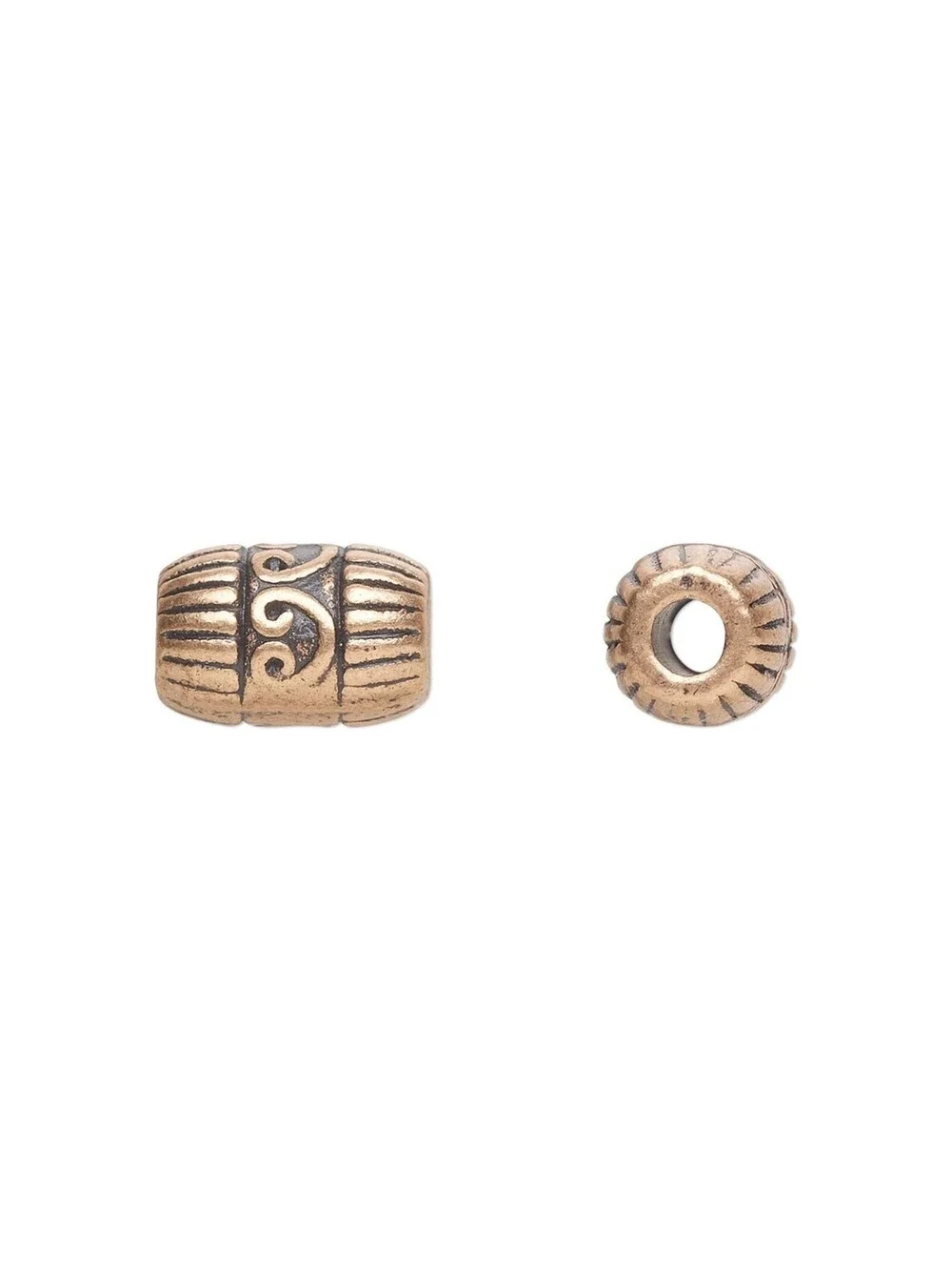 Heavy Antiqued Copper Steampunk Fancy Carved Tube Beads 10 pcs